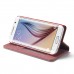 Samsung Galaxy S6 Edge - CaseMe Vintage Denim Material Stand Wallet Protective Phone Cover Case - Red